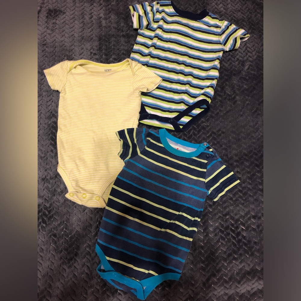 Circo, Carters & Sonoma Striped Bodysuit Trio - Bright Yellow, Blue, Green